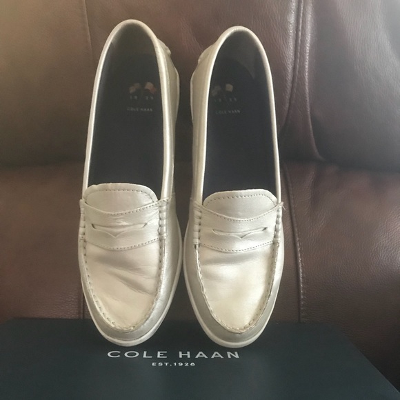 cole haan silver loafers